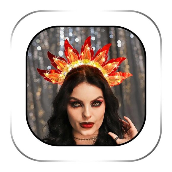 LED Flame Headband Women Glow Hair Accessory Festive Halloween Party Wear